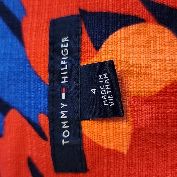 Tommy Hilfiger Floral Fit & Flare Dress Sleeveless Navy Orange Designer Summer - Picture 5 of 10